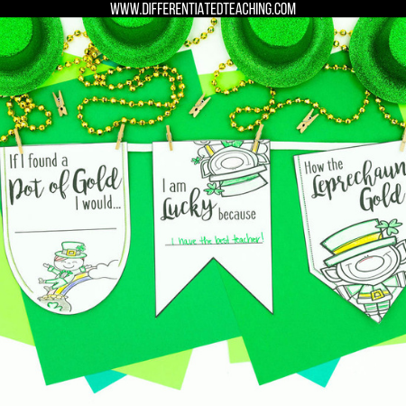 St. Patrick's Day Bunting Banners - March No Prep Writing Activity - Differentiated Teaching with Rebecca Davies