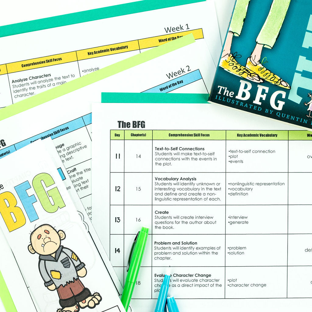 The BFG Book Unit: Novel Study Activities for The Big Friendly Giant Roald Dahl