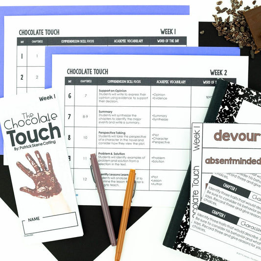 The Chocolate Touch Novel Study: Comprehension Questions & Vocabulary Activities for Readers - Differentiated Teaching with Rebecca Davies