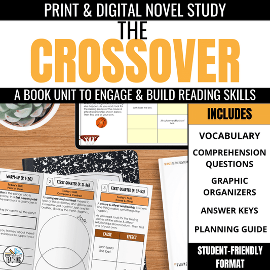 The Crossover by Kwame Alexander Novel Study Activities - Differentiated Teaching with Rebecca Davies