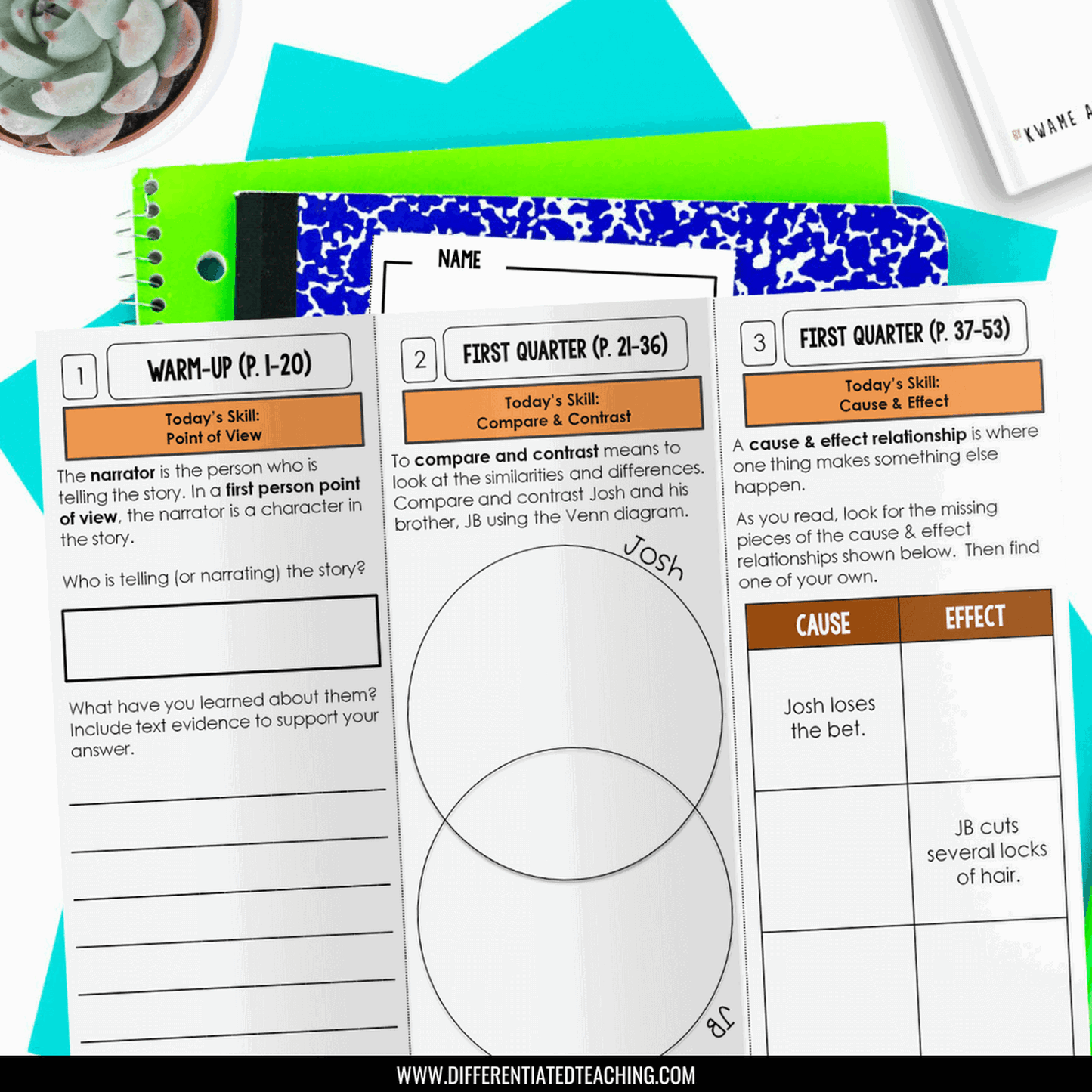 The Crossover by Kwame Alexander Novel Study Activities - Differentiated Teaching with Rebecca Davies