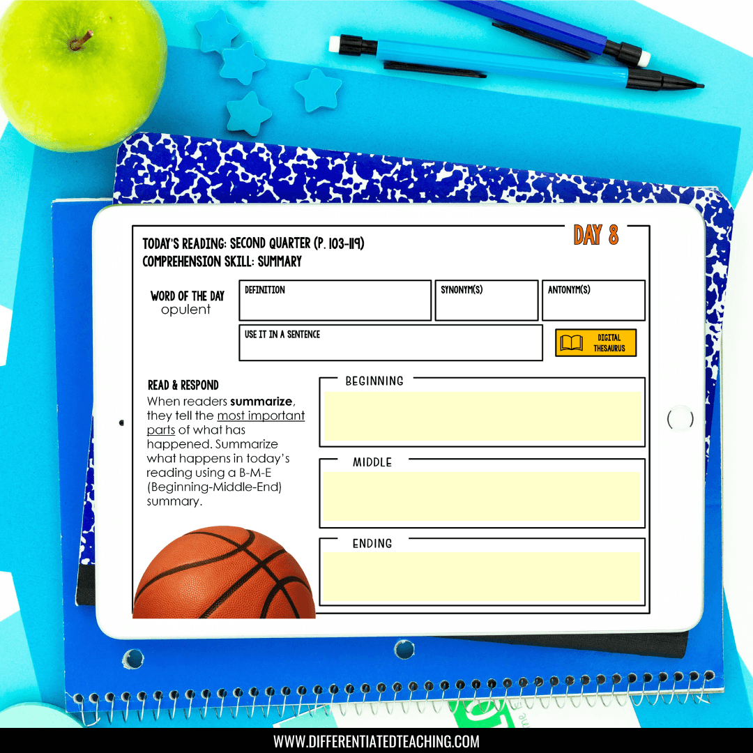 The Crossover by Kwame Alexander Novel Study Activities - Differentiated Teaching with Rebecca Davies