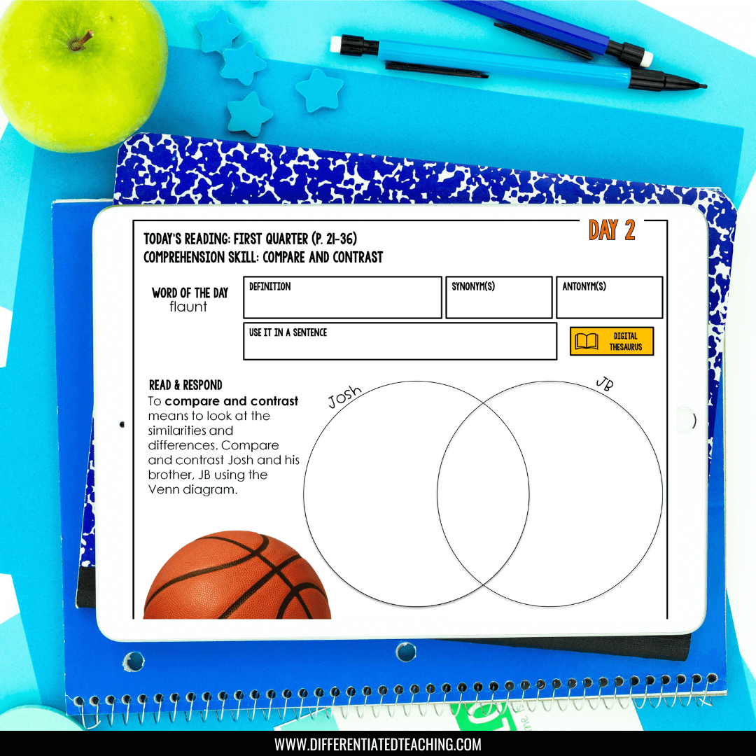 The Crossover by Kwame Alexander Novel Study Activities - Differentiated Teaching with Rebecca Davies