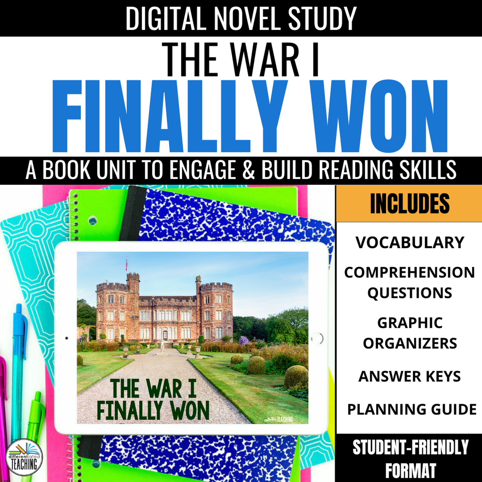 The War I Finally Won Novel Study: Digital Comprehension Questions & Activities - Differentiated Teaching with Rebecca Davies