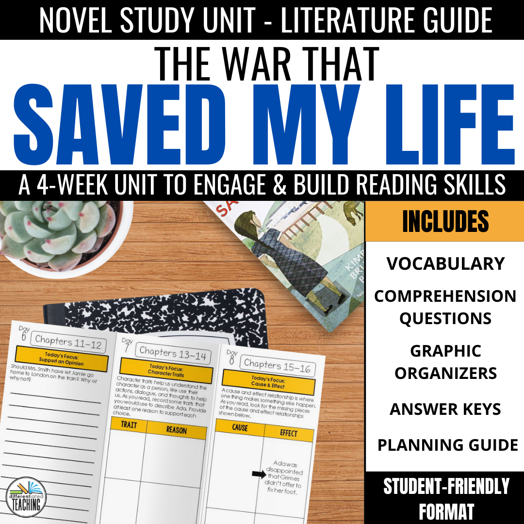 The War that Saved My Life Novel Study - Differentiated Teaching with Rebecca Davies