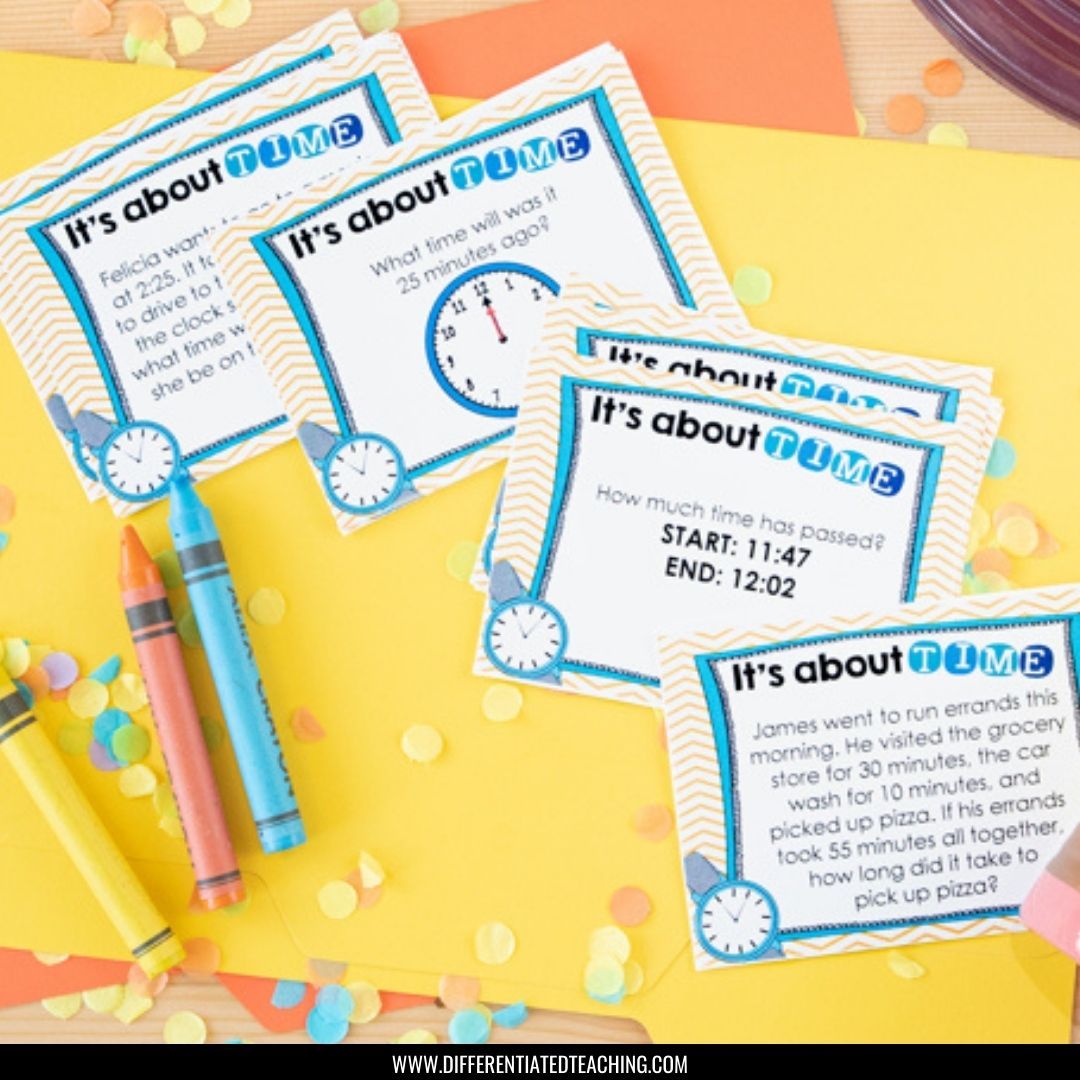 Time Task Cards: Telling Time & Calculating Elapsed Time - Differentiated Teaching with Rebecca Davies
