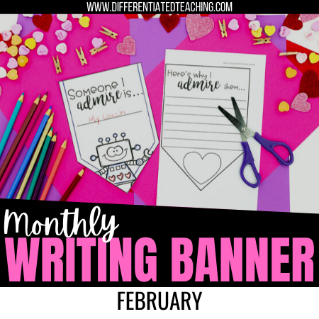 Valentine's Day Bunting Banner- February No Prep Writing Activity - Differentiated Teaching with Rebecca Davies