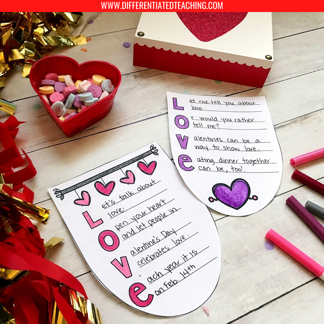 Valentine's Day Bunting Banner- February No Prep Writing Activity - Differentiated Teaching with Rebecca Davies