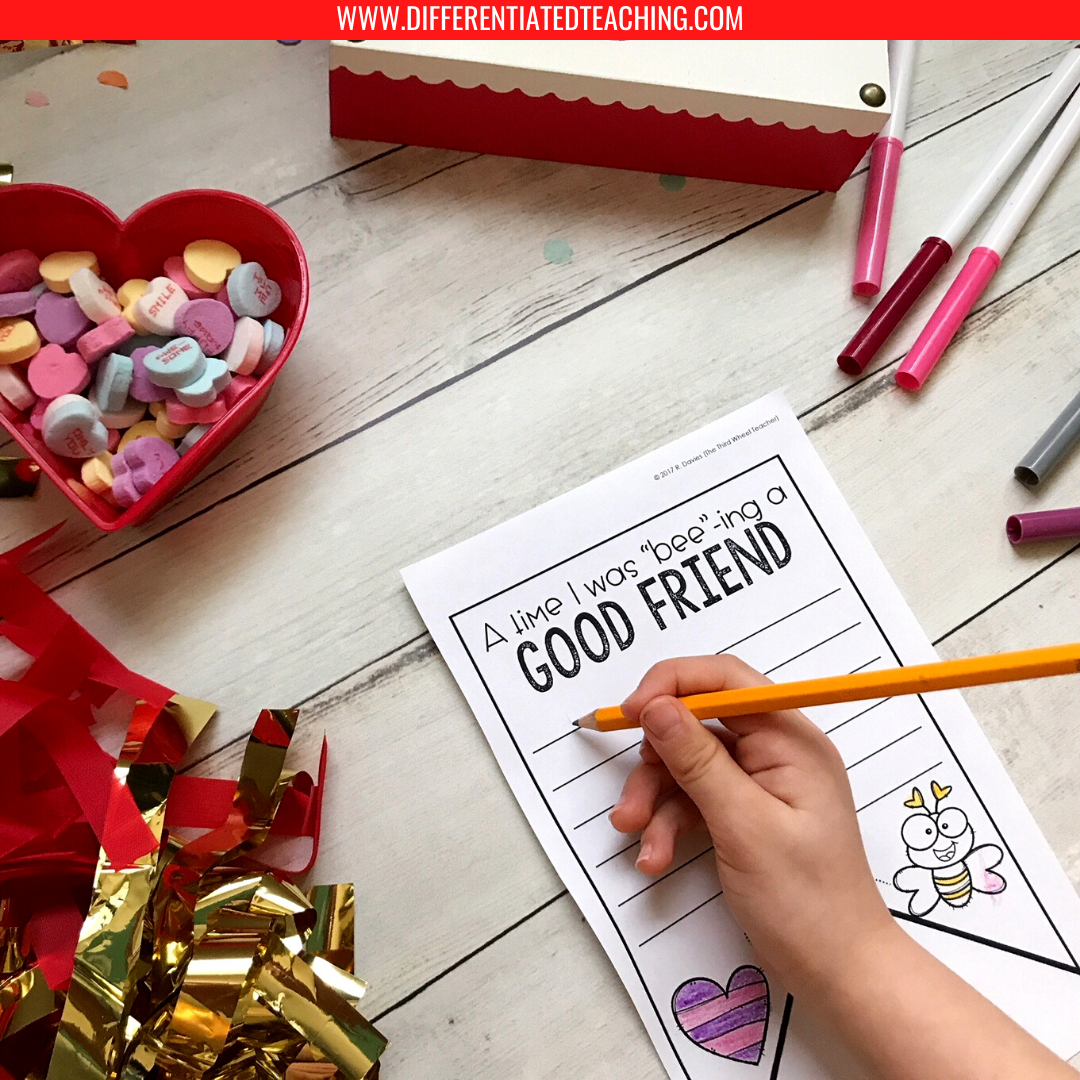 Valentine's Day Bunting Banner- February No Prep Writing Activity - Differentiated Teaching with Rebecca Davies