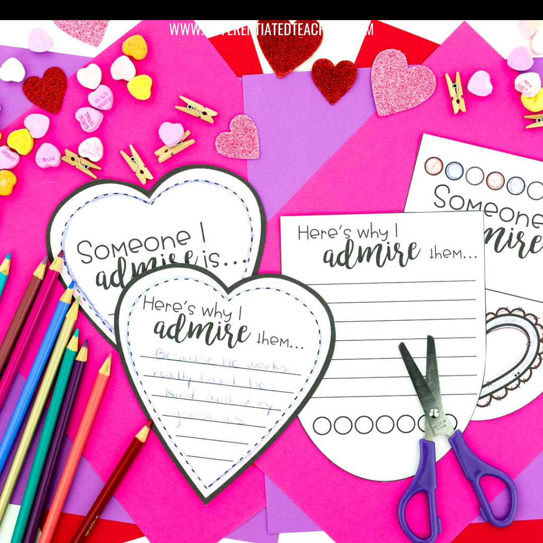 Valentine's Day Bunting Banner- February No Prep Writing Activity - Differentiated Teaching with Rebecca Davies