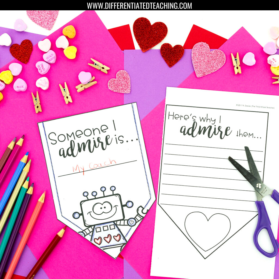 Valentine's Day Bunting Banner- February No Prep Writing Activity - Differentiated Teaching with Rebecca Davies