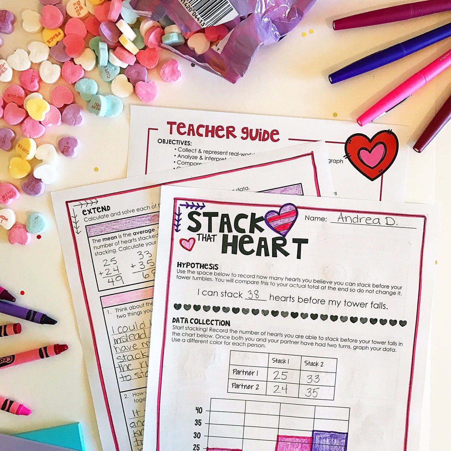 Valentine's Day STEM Challenge-Building Conversation Heart Towers - Differentiated Teaching with Rebecca Davies