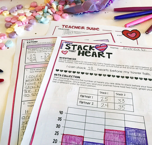 Valentine's Day STEM Challenge-Building Conversation Heart Towers - Differentiated Teaching with Rebecca Davies