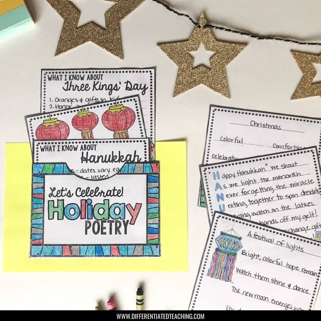 Winter Holidays Around the World: A December Reading & Poetry Writing Activity - Differentiated Teaching with Rebecca Davies