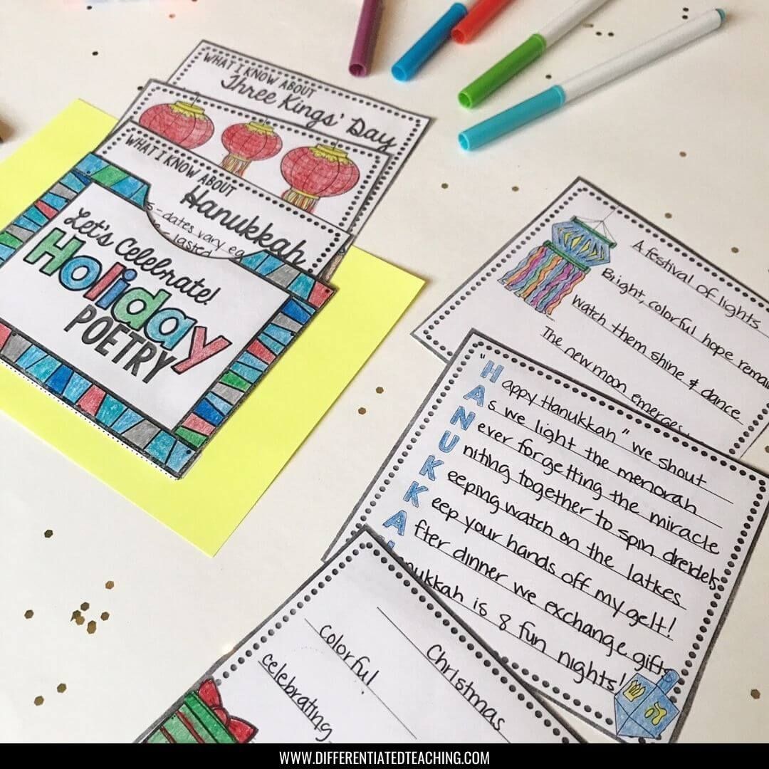 Winter Holidays Around the World: A December Reading & Poetry Writing Activity - Differentiated Teaching with Rebecca Davies