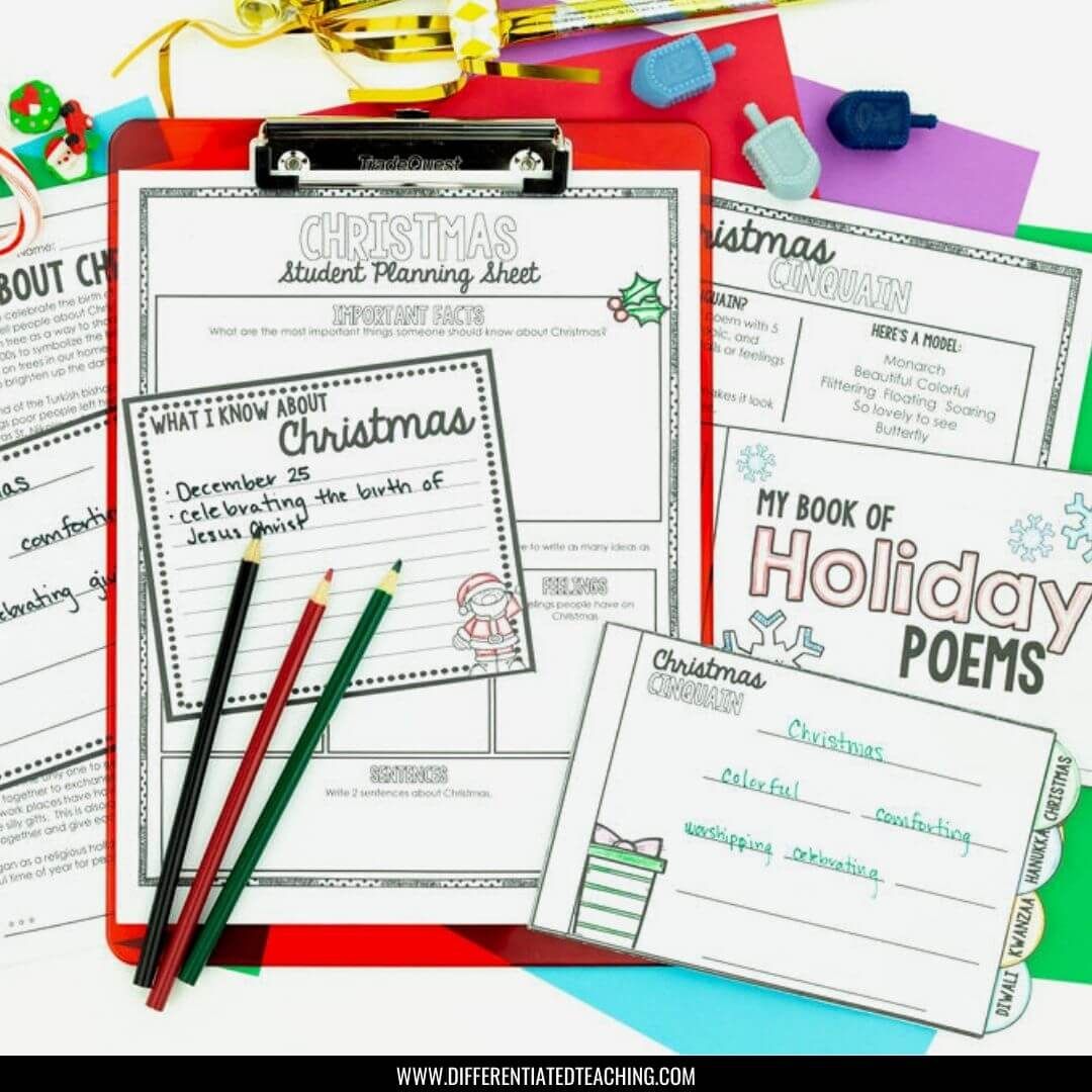 Winter Holidays Around the World: A December Reading & Poetry Writing Activity - Differentiated Teaching with Rebecca Davies