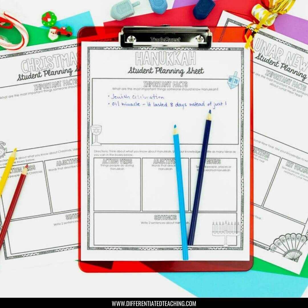 Winter Holidays Around the World: A December Reading & Poetry Writing Activity - Differentiated Teaching with Rebecca Davies