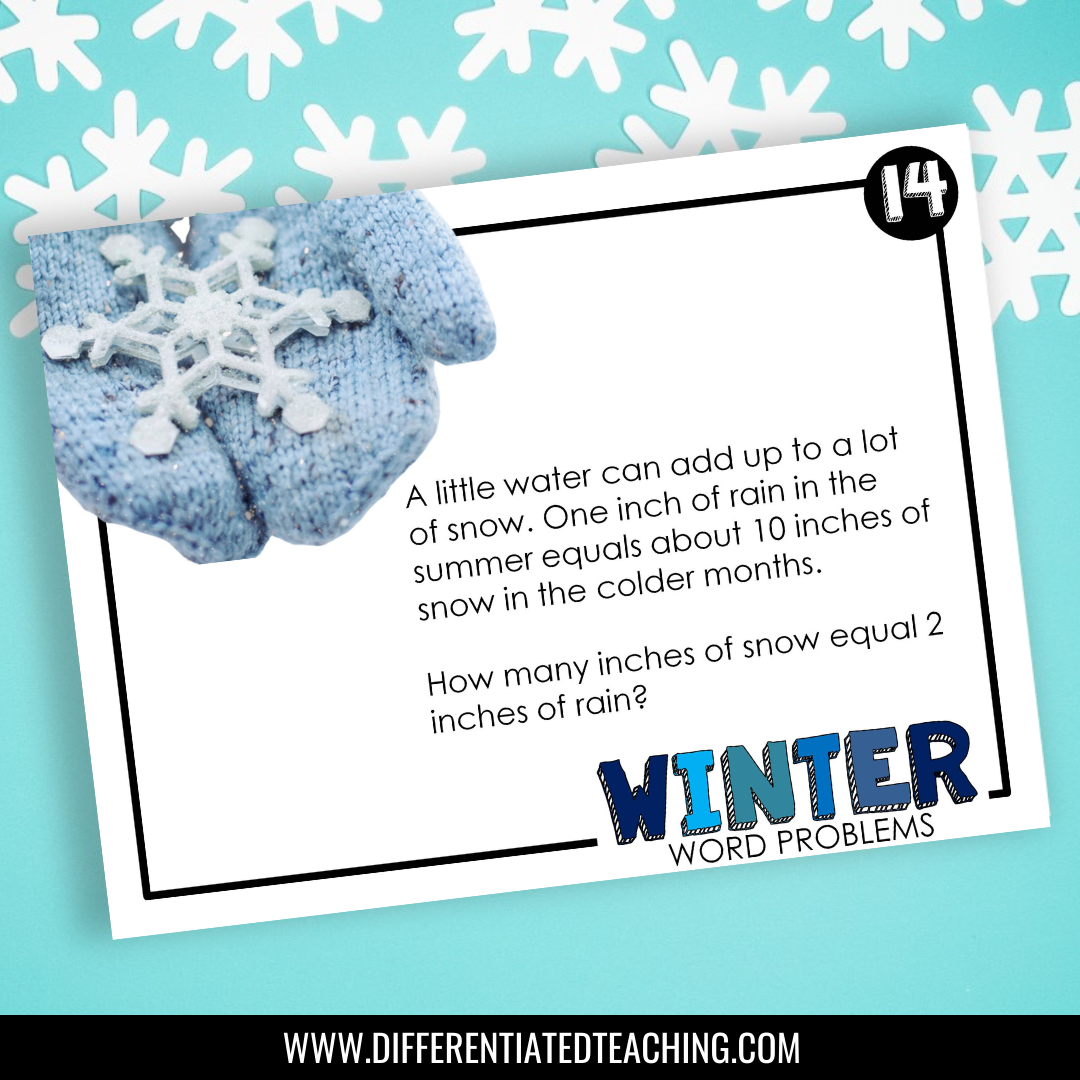 Winter Word Problems for 2nd grade: Story Problem Task Cards - Differentiated Teaching with Rebecca Davies