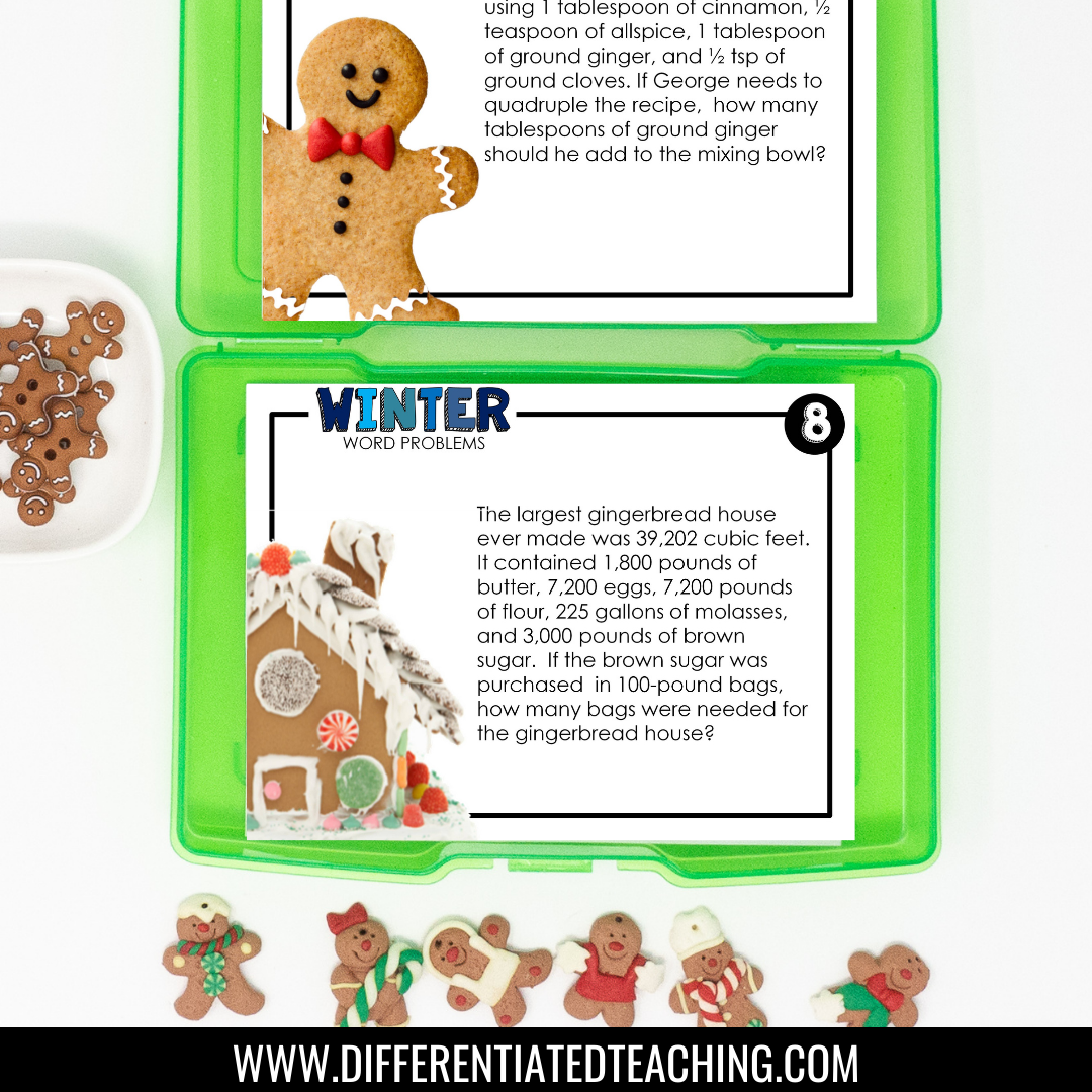 Winter Word Problems for 3rd grade: Story Problem Task Cards - Differentiated Teaching with Rebecca Davies