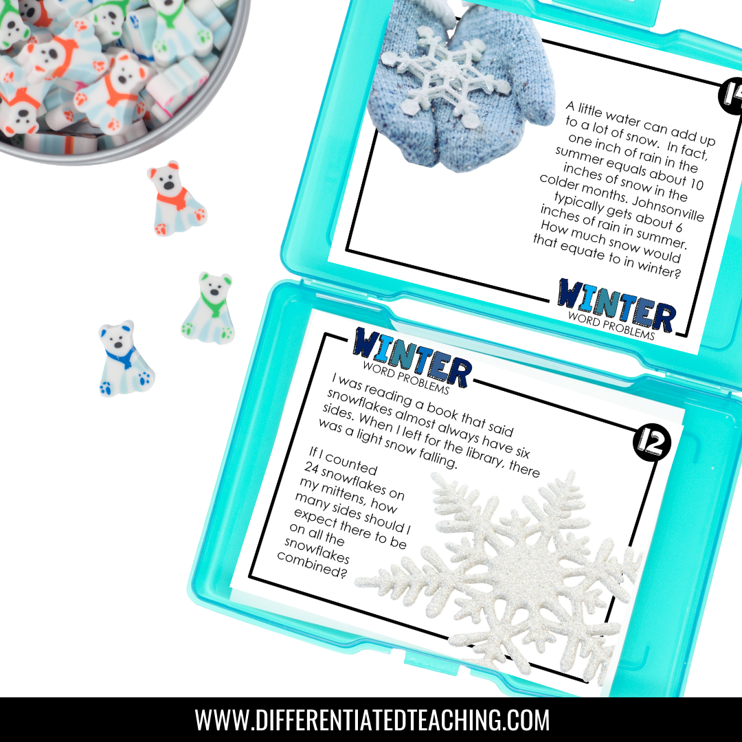 Winter Word Problems for 3rd grade: Story Problem Task Cards - Differentiated Teaching with Rebecca Davies