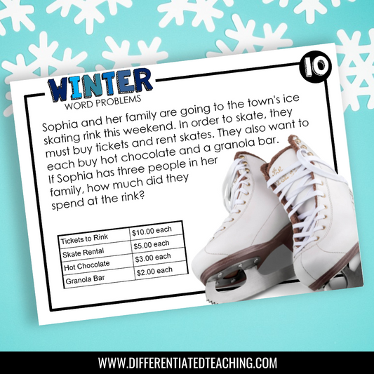 Winter Word Problems for 3rd grade: Story Problem Task Cards - Differentiated Teaching with Rebecca Davies