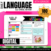 Digital 4th Grade Daily Language Spiral Review for Google Slides & Google Classroom